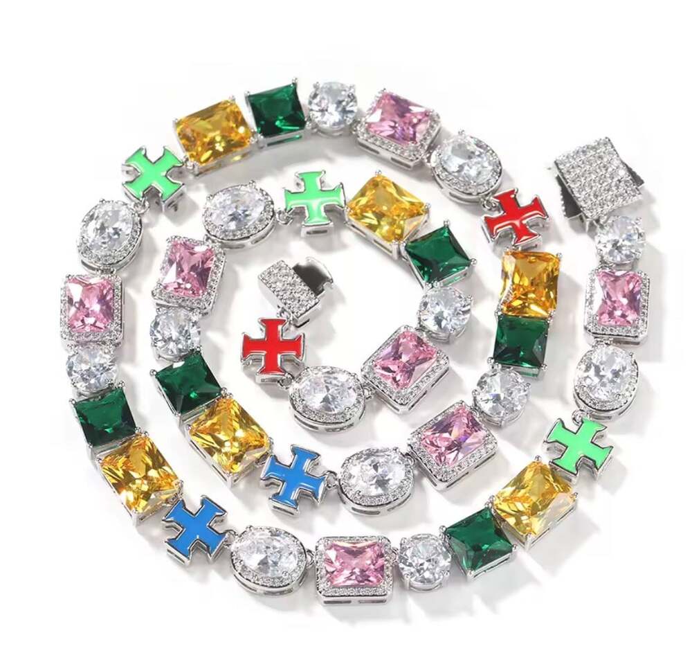 Multi Colored iced out chain 20inch